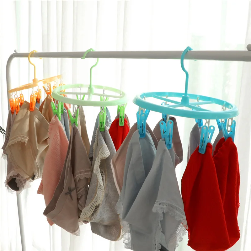 

Drying Rack Multi-functional Underwear Socks Towels Clothes Rack Plum Round Hanger Rotating Clothespin Drying Hangers Household