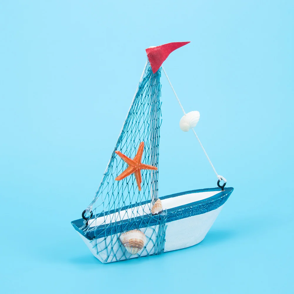 Винтажный Средиземноморский стиль морской мореходный деревянный синий парусник