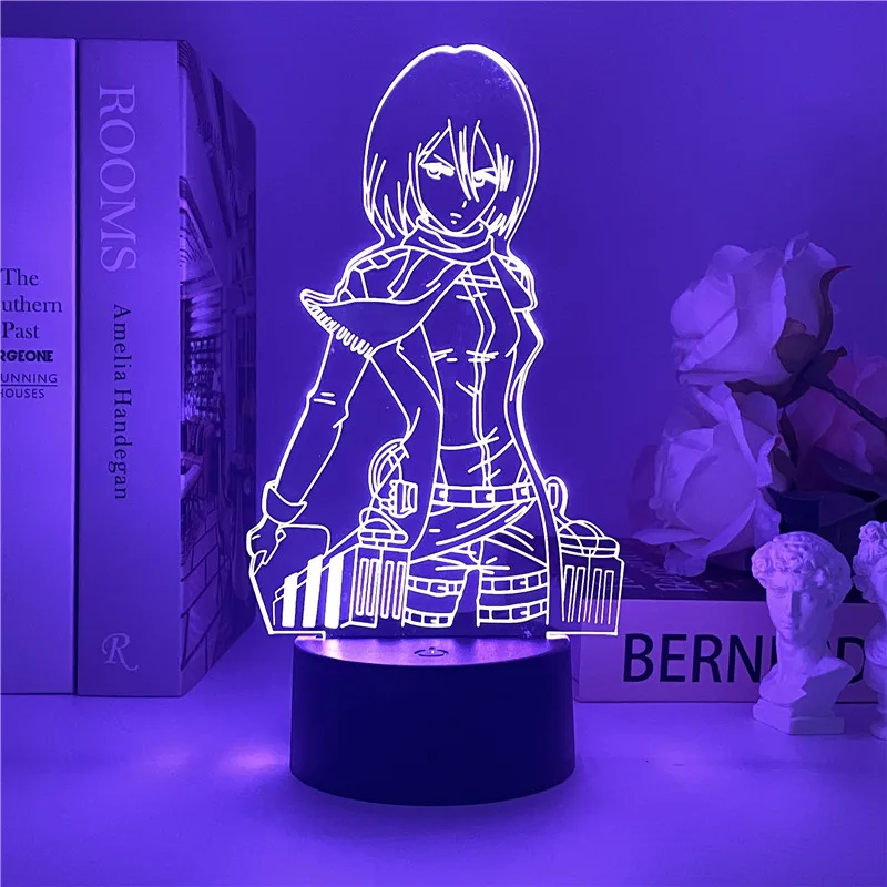 

3d Night Light Attack on Titan Mikasa Ackerman Figure Girl Nightlight for Dorm Room Decor Light Led Usb Battery Lamp Event Prize