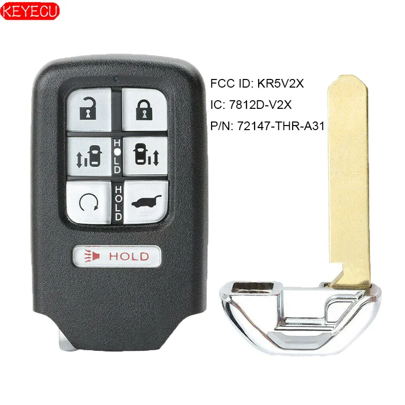 

KEYECU 433MHz 7 Button Smart Remote Car Key Fob for Honda Odyssey 2018 FCC ID: KR5V2X P/N: 72147-THR-A31