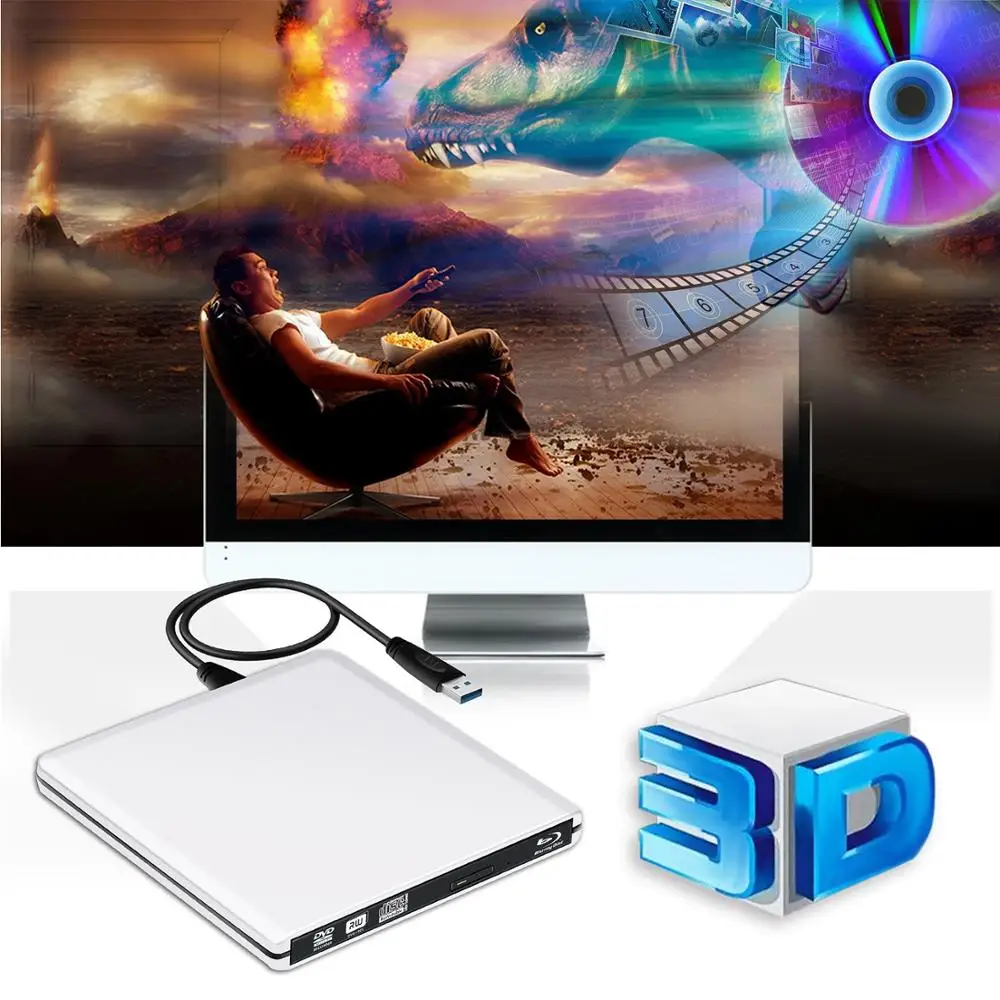 USB3.0 Внешний BD RE Blu Ray привод Оптический Bluray плеер CD/DVD RW записывающее устройство