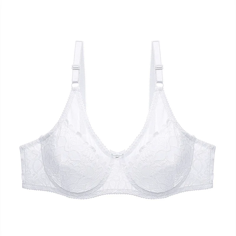 

Julexy New 2020 plus size C D Cup women bra lace ultra-thin lace perspective solid intimates lingerie and underwear