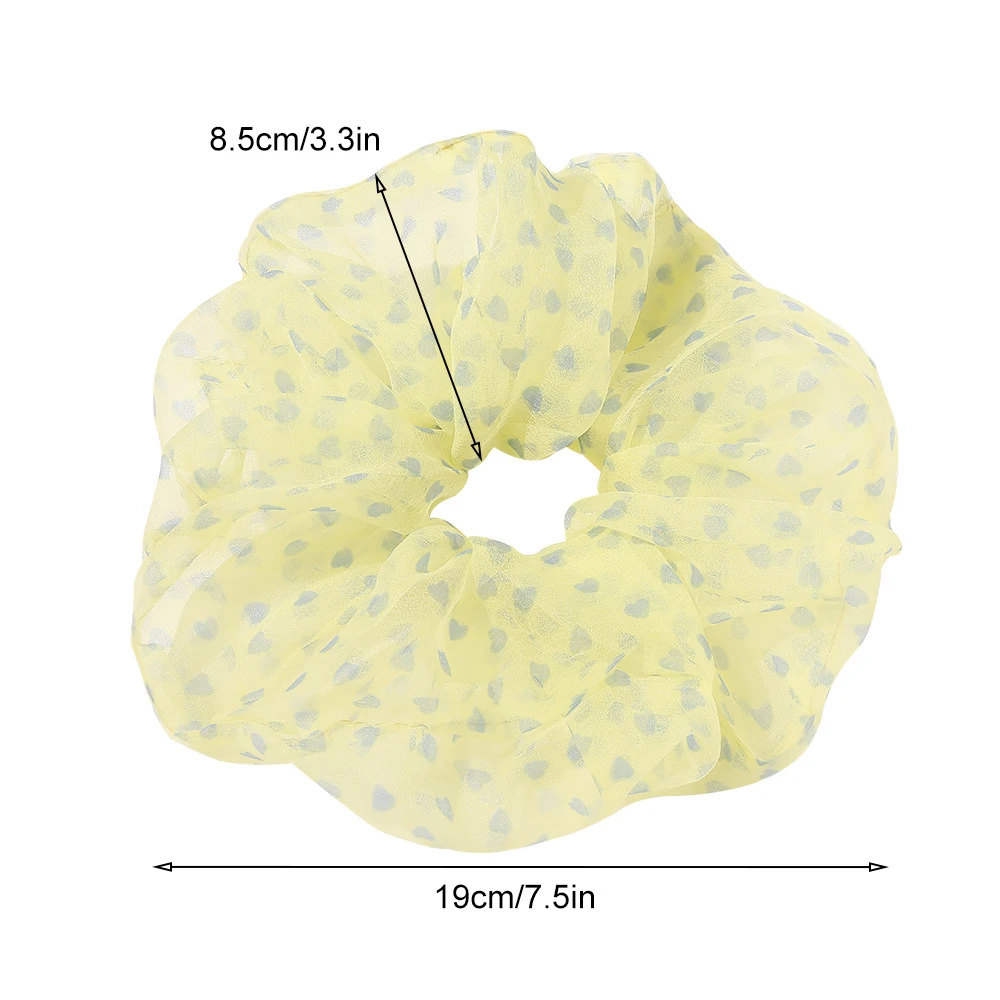 Ins Oversized Organza Scrunchies Women Heart Scrunchie Elastic Hair Bands Girls Headwear Rubber Ties Big Ponytail Holder |