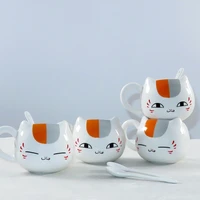 creative natsumes book of friends nyanko sensei cafe face cute catroon ceramic white cat belly tea cup pottery mug gift