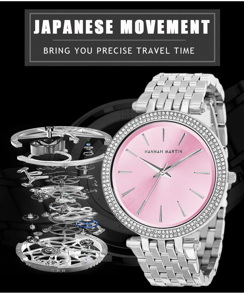 Часы женские водонепроницаемые из нержавеющей стали модные роскошные с