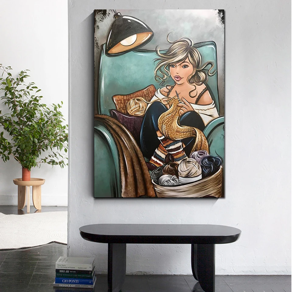 

Full Square/Round Drill 5D DIY Diamond Painting Fat Lady Knitting Embroidery beads Cross Stitch Mosaic Rhinestones