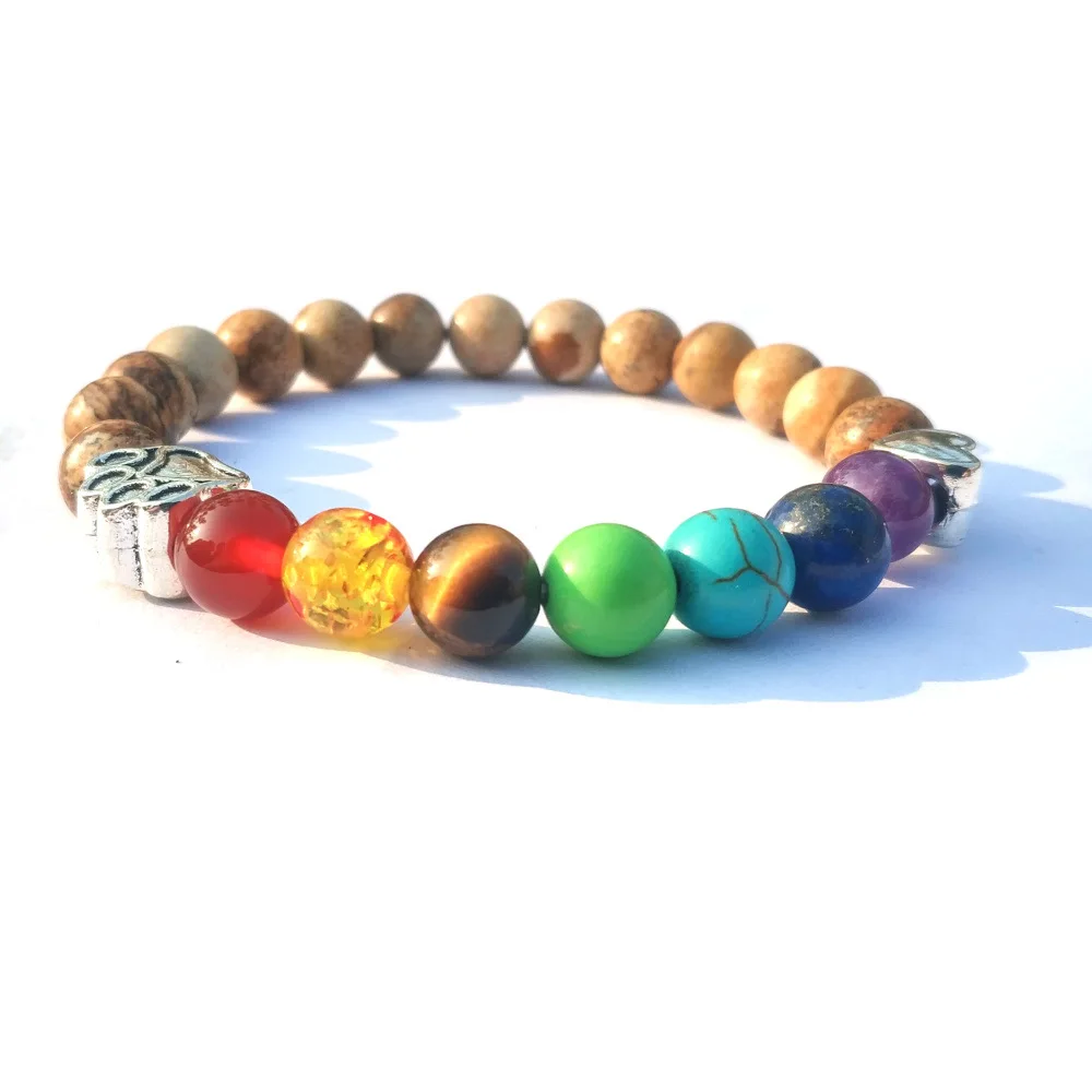 Винтажные собачьи лапы 8 мм радужные чакр черные браслеты из лавового камня