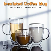 glass tea drinkware heat resistant mug lemon juice espresso insulated wine mugs beer coffee milk creative double wall cup coffee