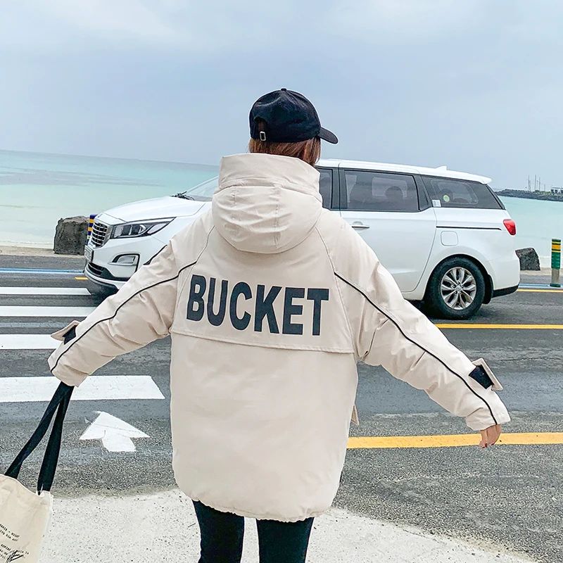 

Oversize Nice New Zipper Solid Fashion Cotton Cotton-padded Jacket More Big Yards Hooded Warm Winter Jacket Women Windbreaker