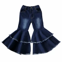 2020 baby clothing toddler baby kids children girl clothes bell bottom flare denim jeans pants layered leggings trousers 2 7t