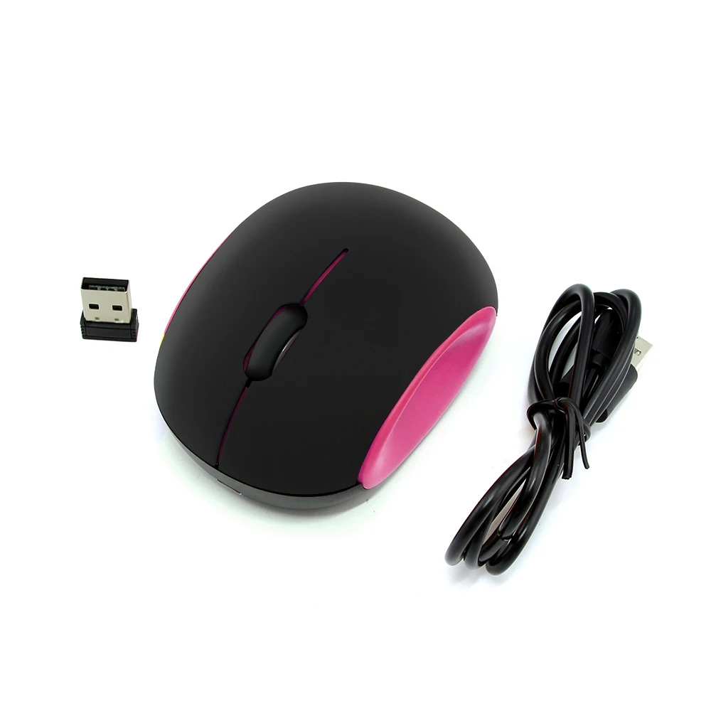 USB беспроводная мышь 1600DPI розовая мини-мышь для офисного ПК с USB-приемником