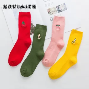 Осенние теплые носки, милые Хлопковые вязаные носки четырех цветов с вышивкой французского бульдога, для зимы, в стиле Харадзюку