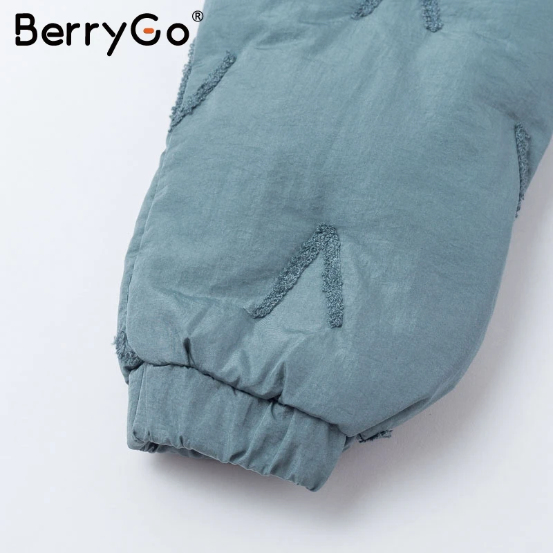 BerryGo/женское зимнее Стеганое пальто с карманами на молнии повседневные теплые