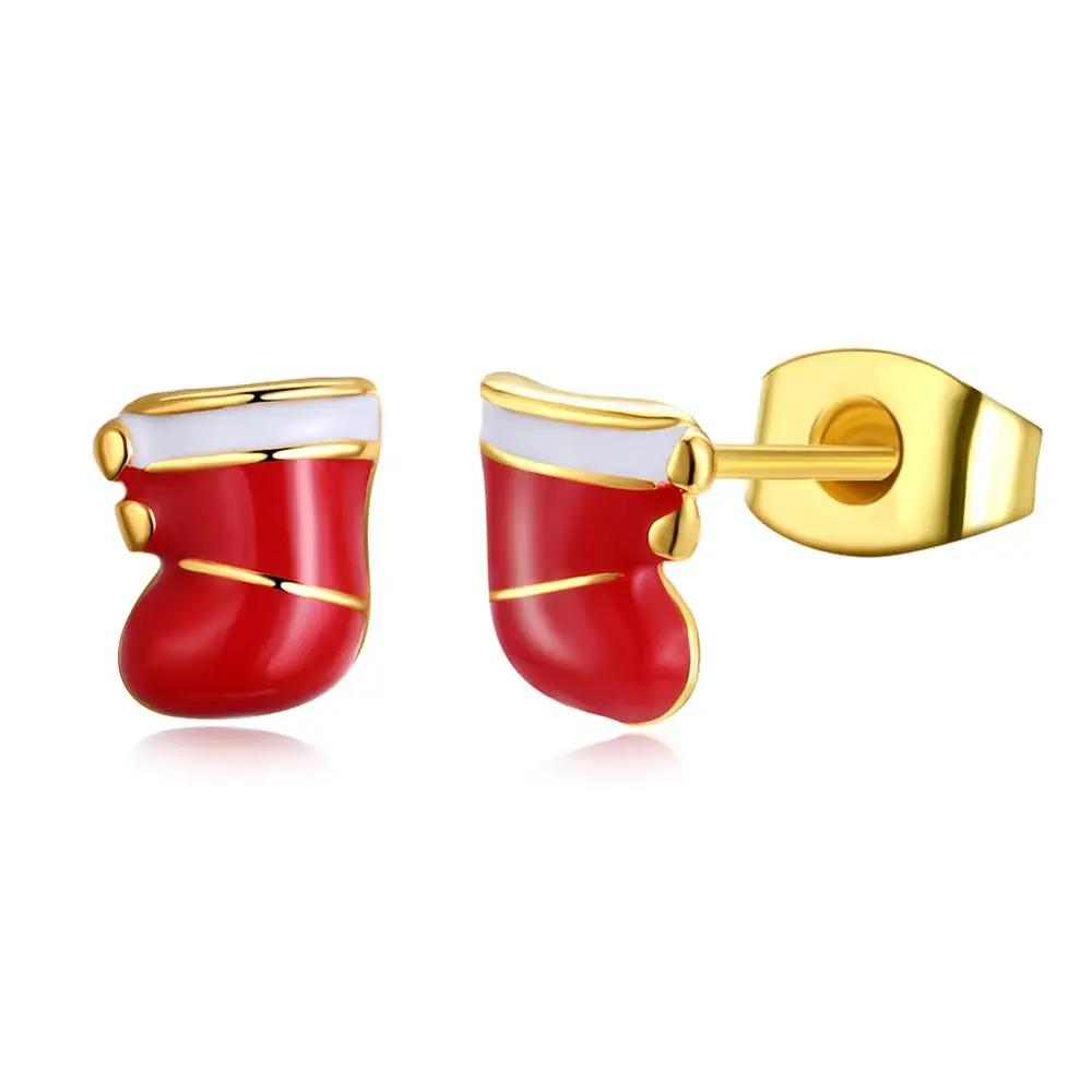 

ZEMIOR Cute Earrings For Women Personality 3 Colors Christmas Socks Stud Earring Fashion Jewelry Engagement Gift New Arrival