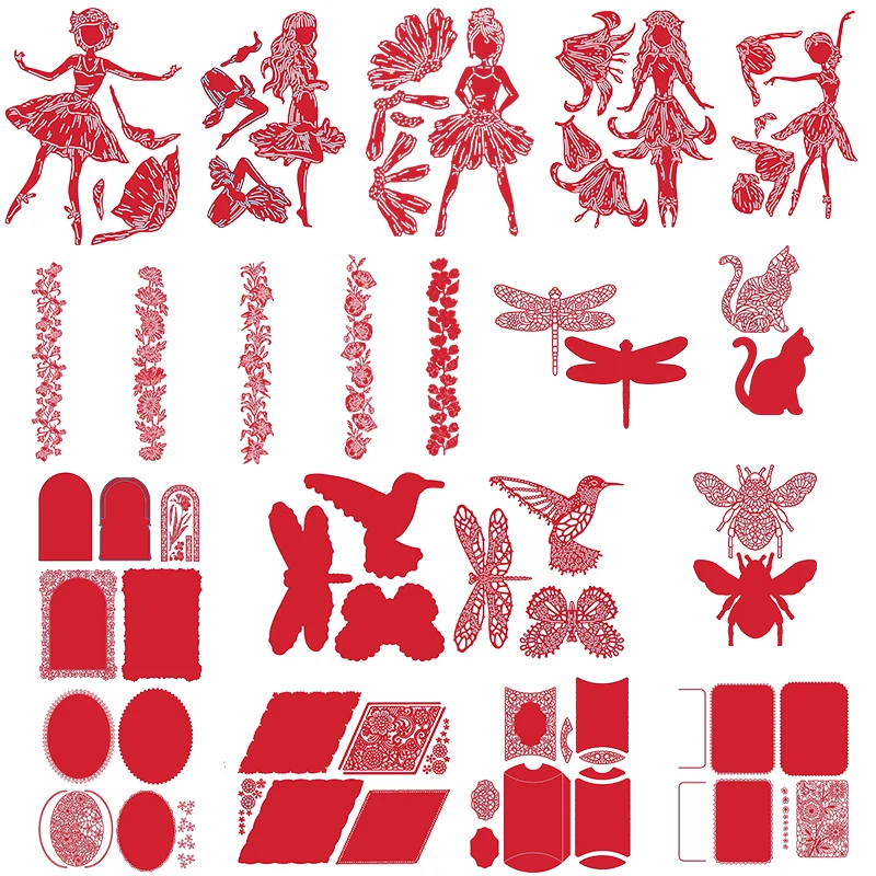 Сказочная девушка птица животные цветок листья рамка металлические режущие