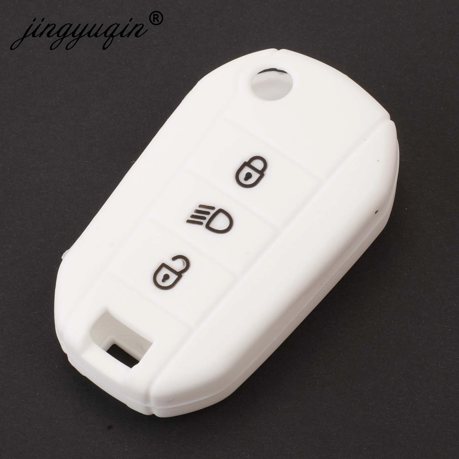 

jingyuqin 3 Button Silicone Rubber Car Key Case for Peugeot 3008 208 308 508 408 2008 Protector Cover Holder