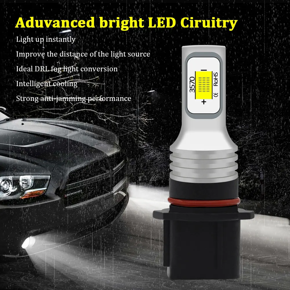 BMTxms 2Pcs Canbus No Error P13W SH23W PSX26W LED Bulbs Vehicle DRL Driving Lights Car Front Fog Lamp White Golden Crystal Blue - купить по