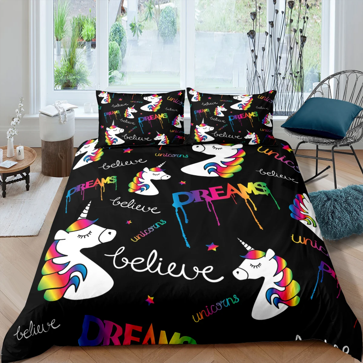 

3D Unicorn Bedding Set Duvet Covers Pillowcases Cartoon Comforter Luxury Bedding Sets Bedclothes Girl Children Size Dropshipping