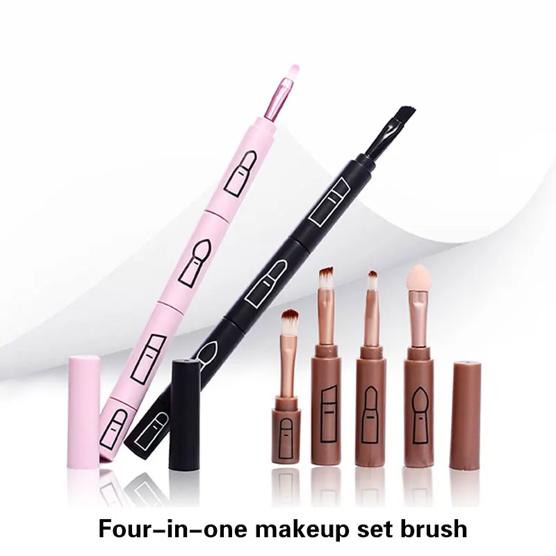 4 в 1 портативная Выдвижная Кисть для макияжа губная кисть подводка ресниц тени