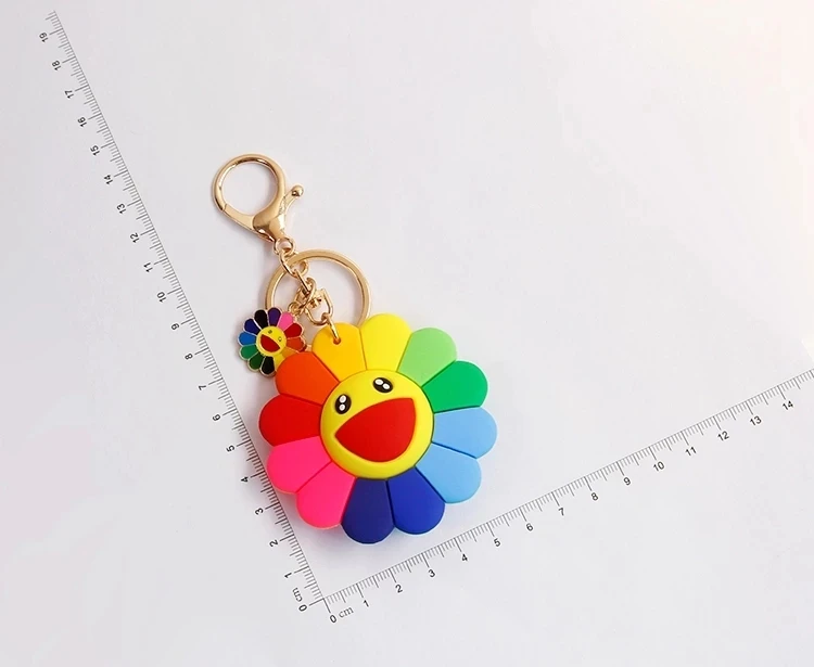 

YPAY Cute Sweet Sunflower Airpods Accessories Resin Rubber Keychain For Women Trinket Key Chains Ring Car Bag Pendent Charm