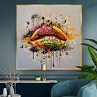 Граффити Поп-Арт холст картина девушка сексуальные губы плакаты печатные стены Искусство стены картины для спальни дома Настенный декор