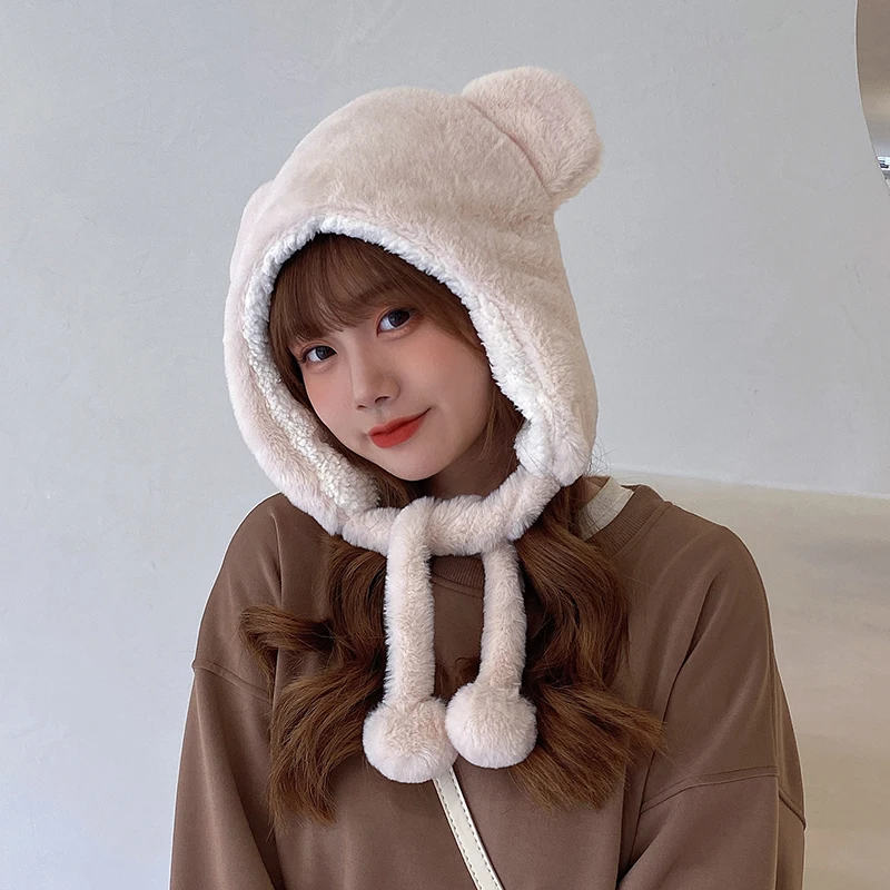 Новые модные шапки облегающие Мультяшные милые медвежьи уши сохраняющие тепло