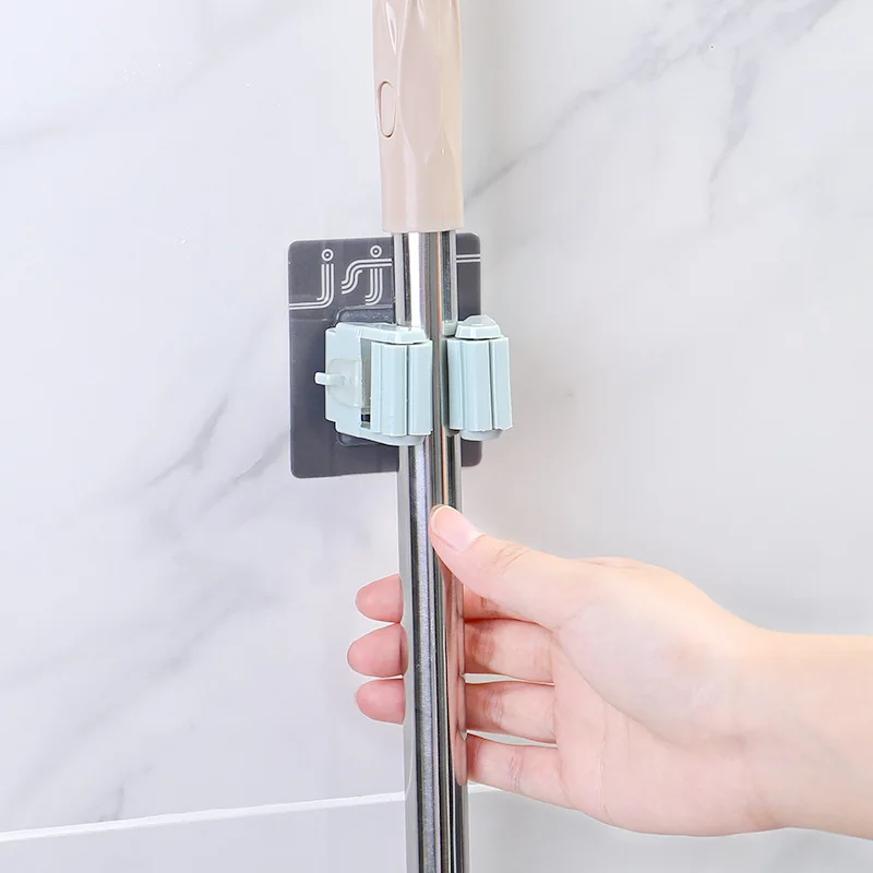 Крючок для швабры настенный бесшовный пробойник из прочной вискозы зажим