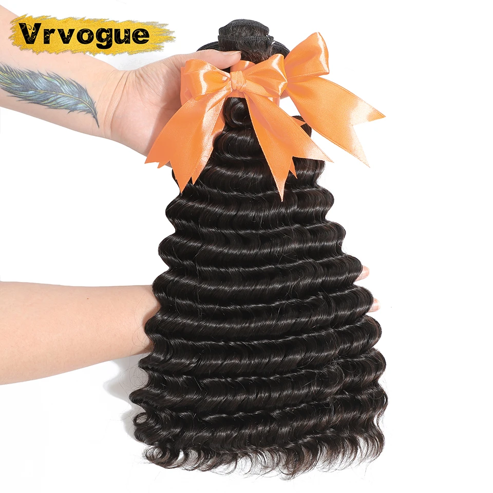 Vrvogue волосы глубокая волна пряди с 360 фронтальной бразильской Remy человеческие