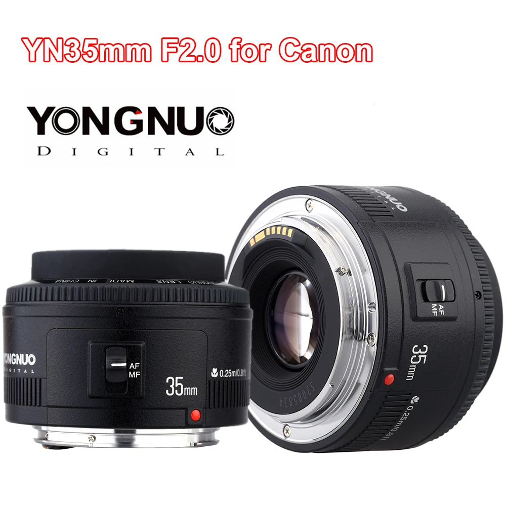 Объектив 35 мм YONGNUO F2.0 широкоугольный объектив с фиксированным/Прайм автофокусом