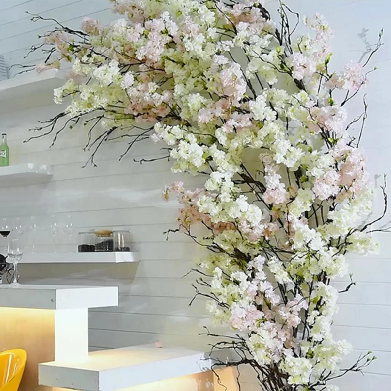Шелковые цветы вишни букет flor Искусственные пластиковые ветка поддельные