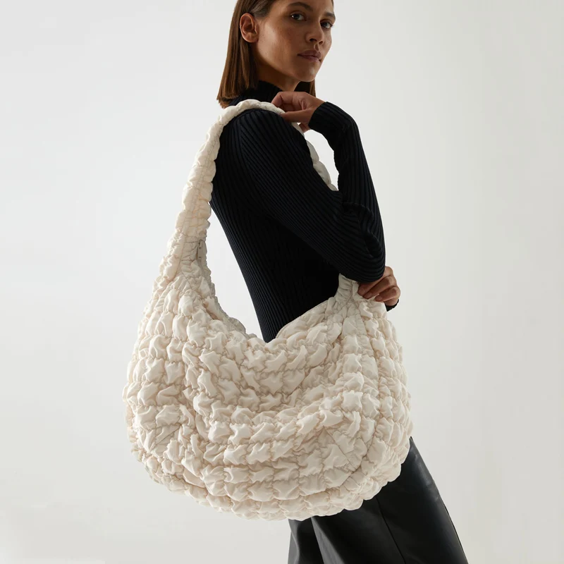 

2021 New Ladies Pleated Cloud Bag Large Capacity Fashion Light Quilted Underarm One Shoulder Bag