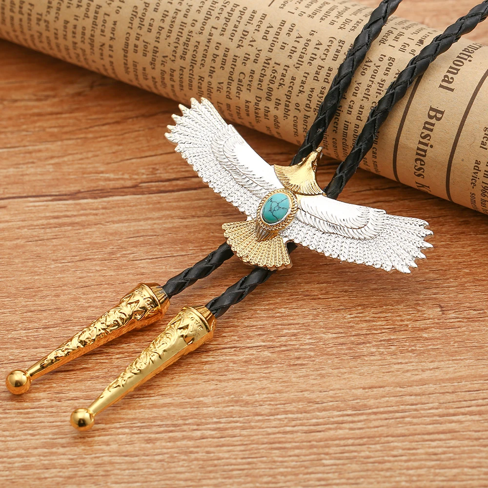 Западная искусственная Серебряная Золотая орла натуральная бирюза кожаный