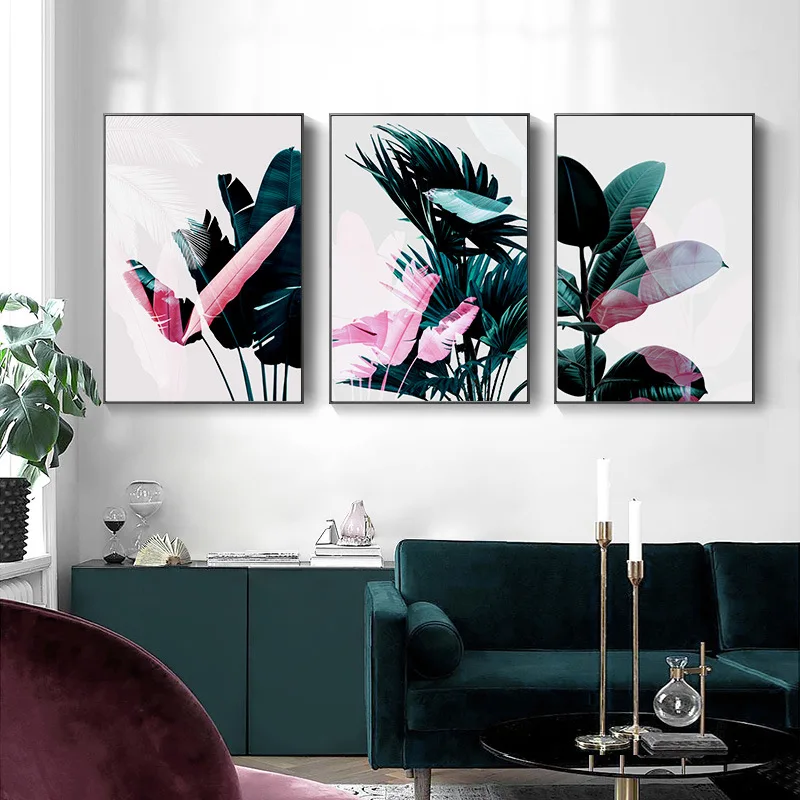 Спрей цвет тропический зеленый Растительный лист декоративная картина на холсте