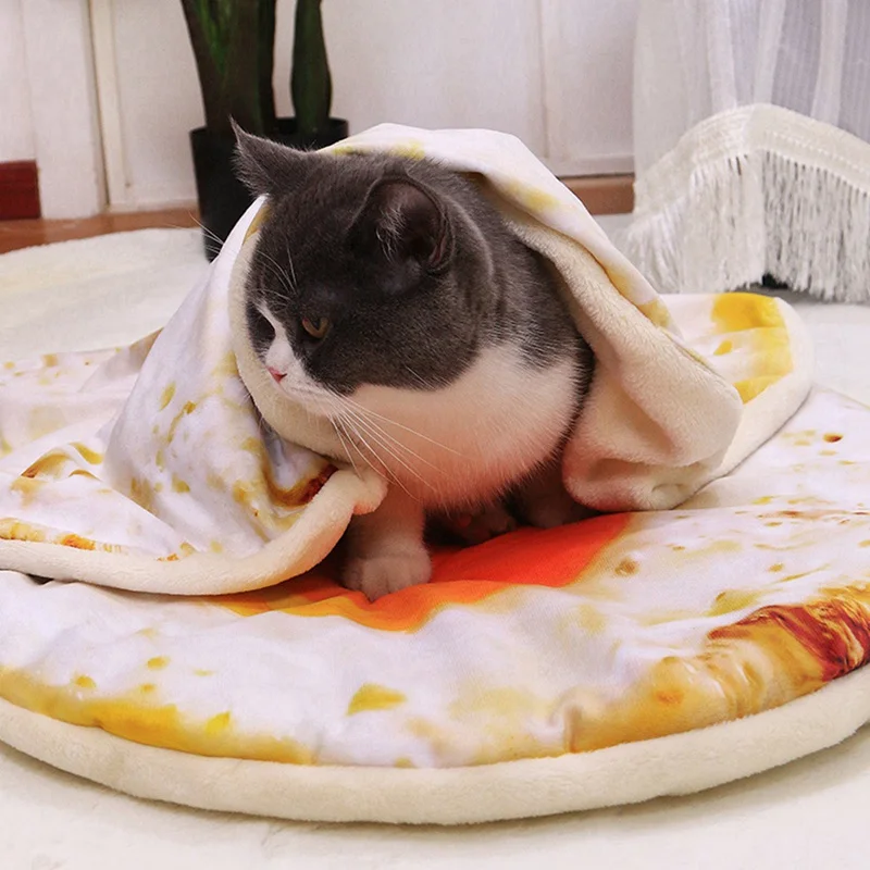 Pet Bed for Dog Cat Mat Dogs Blanket Kennel Puppy Kitten Durable Soft Toast Bread and Poached Eggs Pizza Mats Beds | Дом и сад