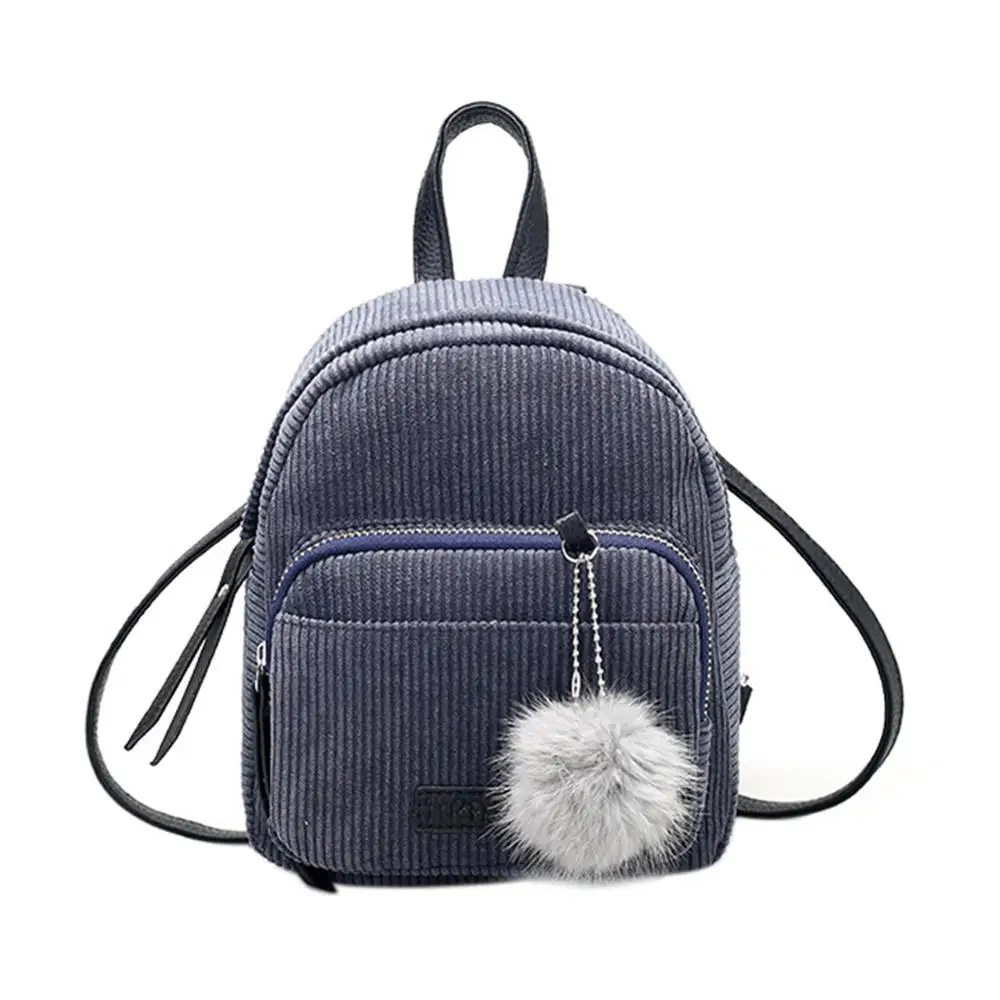 bule Вельветовые рюкзаки для женщин Mochila Модный зимний Повседневный стильный женский рюкзак в полоску для путешествий школьная сумка для девочек-подростков - Цвет: bule