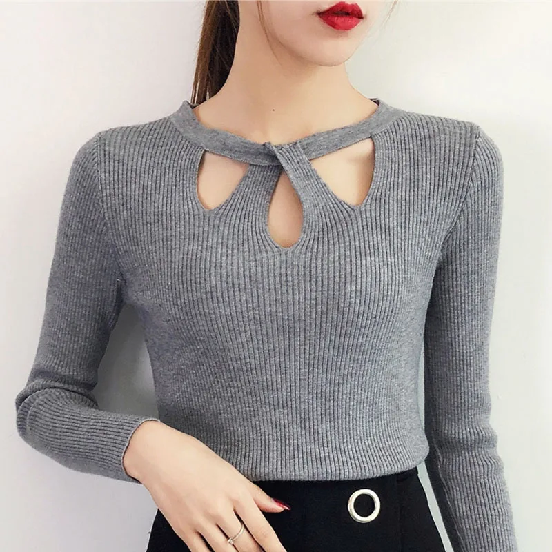 2019 осень/зима женские свитера офисная Дамская компьютерная трикотажная круглым