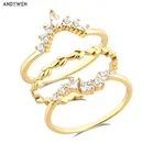 ANDYWEN 925 пробы серебряные кольца с кольцом, плетеные, вьющиеся, вьющиеся, с цирконием, кольцо с цирконом, украшения на заказ