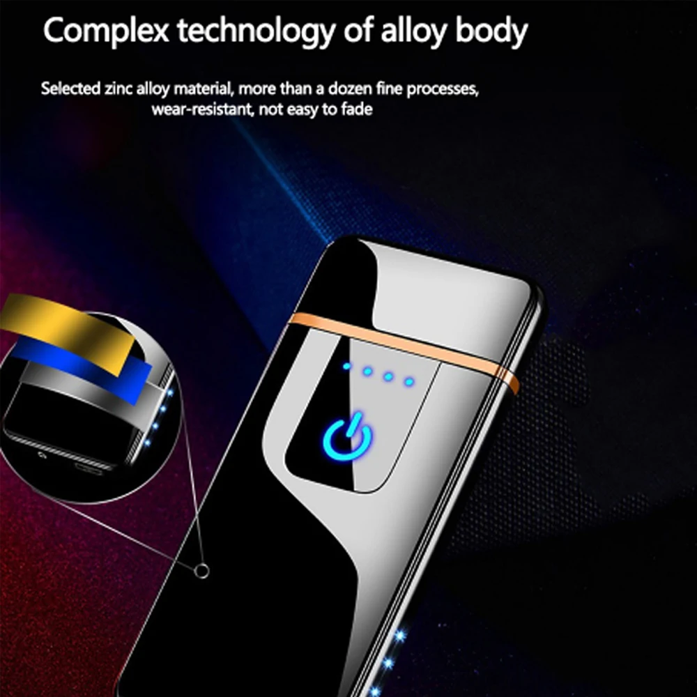 

NEW Electric Lighter USB Charging Touch Control Lighter Portable Windproof Lighter LED Power Indicator Cigarette Accessories