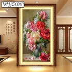 Картина для алмазной вышивки 5D, квадратнаякруглая, с вазой