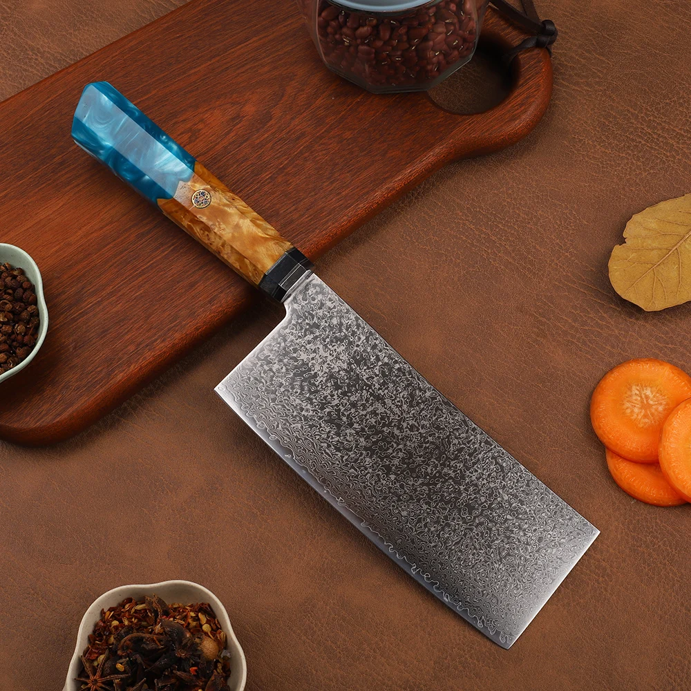 Нож кухонный из дамасской стали VG10 6 5 дюйма с ручкой смолы