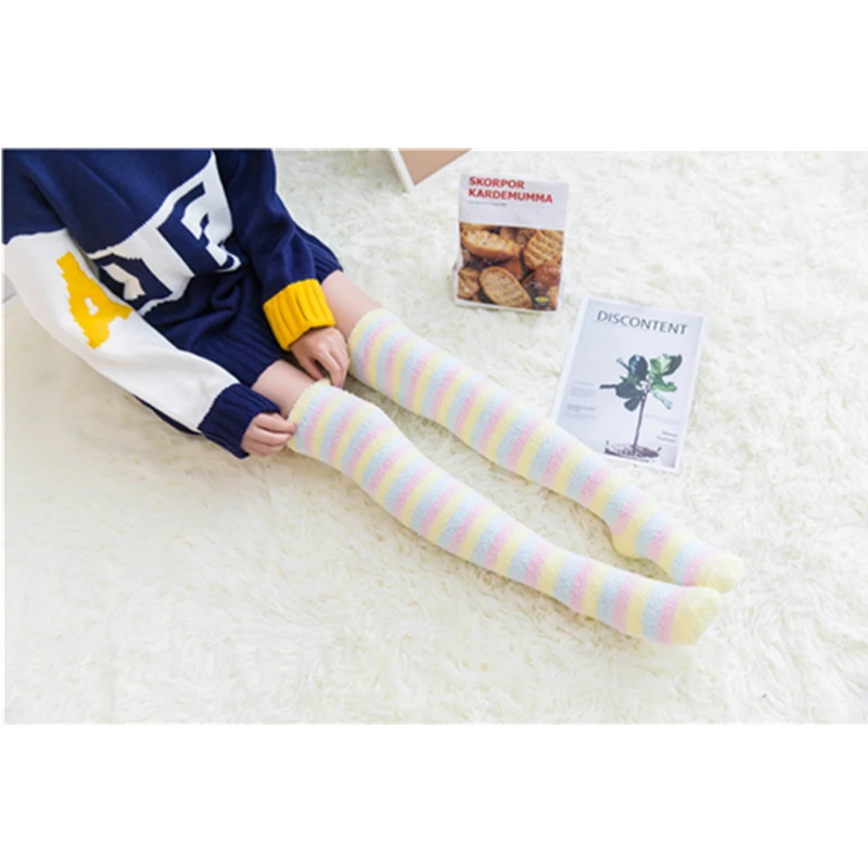 Осенне зимние плотные теплые чулки из кораллового флиса для маленьких девочек