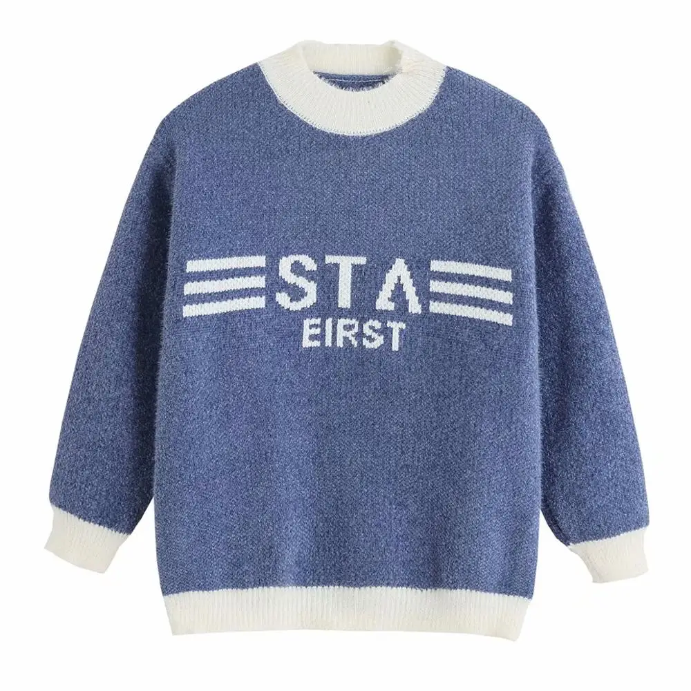 

2020 New Autumn Women Knitted Top Print Long Sleeve O-Neck Pullover Sweater Female Fashion Casual Women Clothes