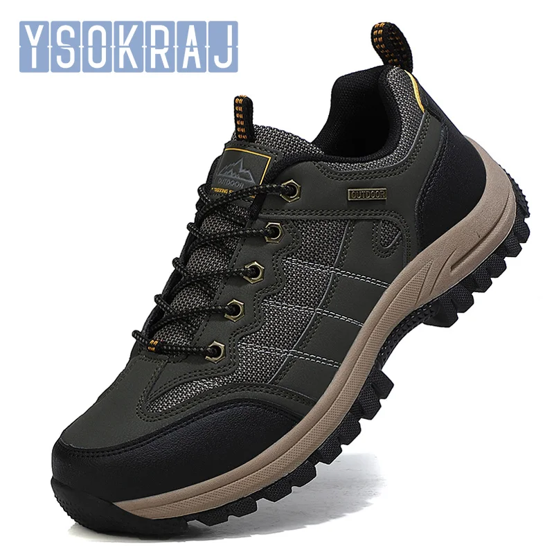 

Profession Waterproor Hiking Shoes Men Leather Athletic Outdoor Climbing Boots Mens Trekking Tourism Sneakers Big Size 39~46