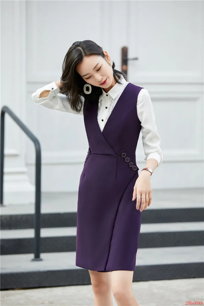 Летнее модное женское платье для работы платья без рукавов темно синее офисное