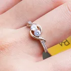 Модные классический серебристый цвет двухцветные белые кольца из розового золота с цирконием для невесты, обручальное кольцо, Подарочные ювелирные изделия для влюбленных