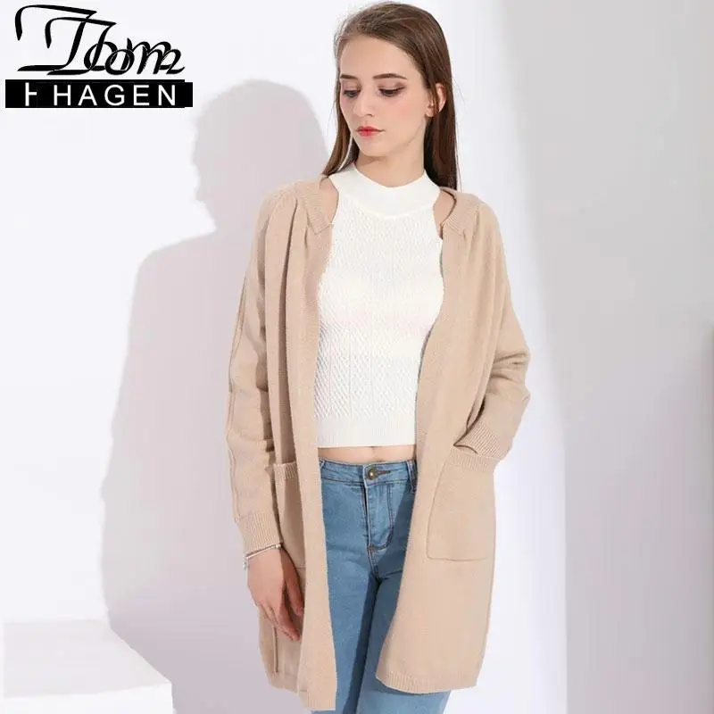 Для женщин розовый кардиган мода 2018 Осень зимний свитер Джемперы длинный вязаный