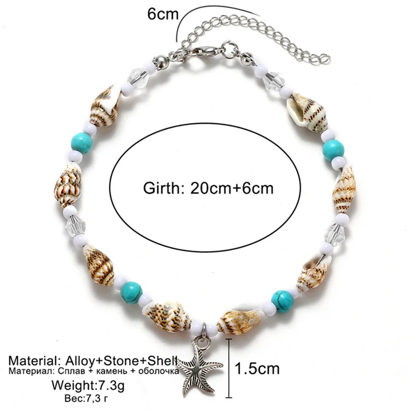 

New Shell Beads Starfish Anklets for Women Beach Anklet Leg Bracelet Handmade Bohemian Foot Chain Boho Jewelry Sandals Gift