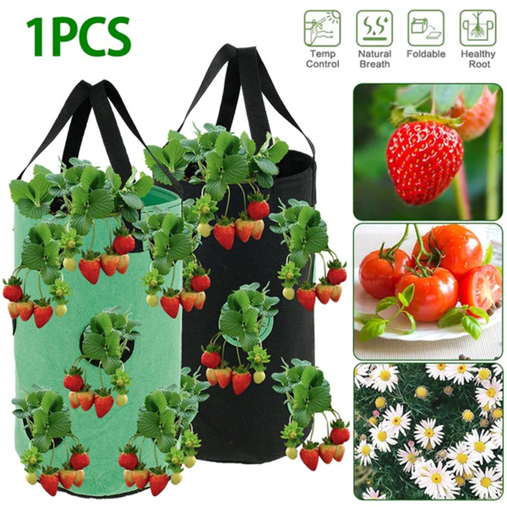 

13 Hole Potato Strawberry Planter Bags For Growing Potatoes Outdoor Vertical Garden Hanging Open Vegetable Planting Grow Bag