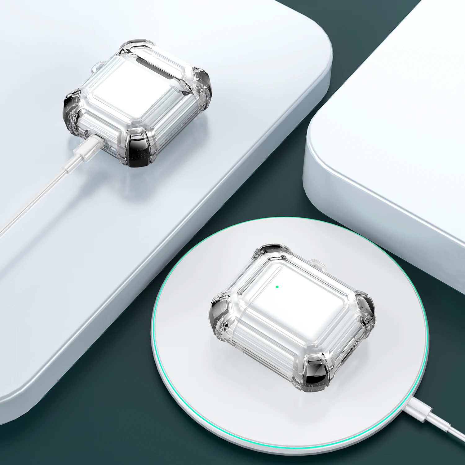 Чехол с крючком для наушников Apple AirPods Pro 2 1 твердый прозрачный Кристальный