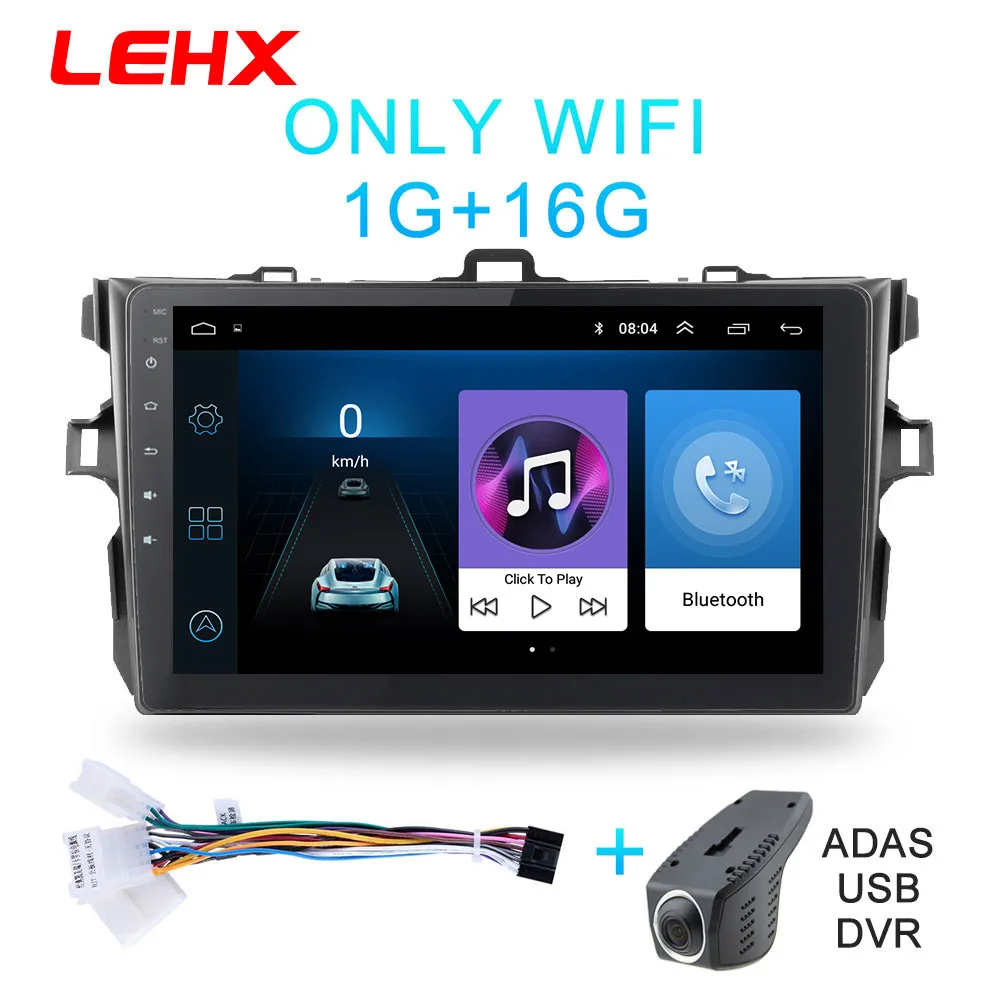LE901-1-DVR LEHX автомобиль радио Android 8,1 мультимедийный плеер для Защитные чехлы для сидений, сшитые специально для Toyota Corolla E140/150 2006 2007-2009 2010 2011 2012 2013 WI-FI gps навигации - Цвет: LE901-1-DVR